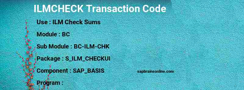 SAP ILMCHECK transaction code