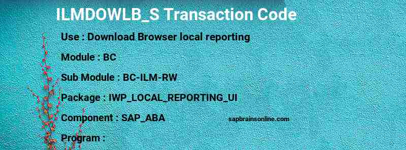 SAP ILMDOWLB_S transaction code