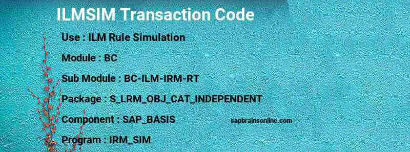 SAP ILMSIM transaction code