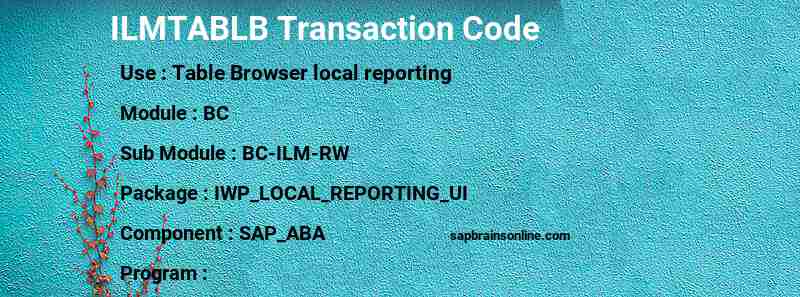 SAP ILMTABLB transaction code
