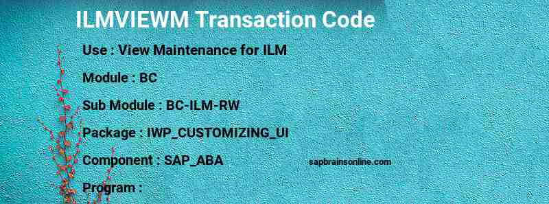 SAP ILMVIEWM transaction code