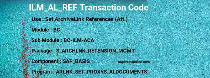 SAP ILM_AL_REF transaction code