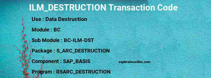 SAP ILM_DESTRUCTION transaction code
