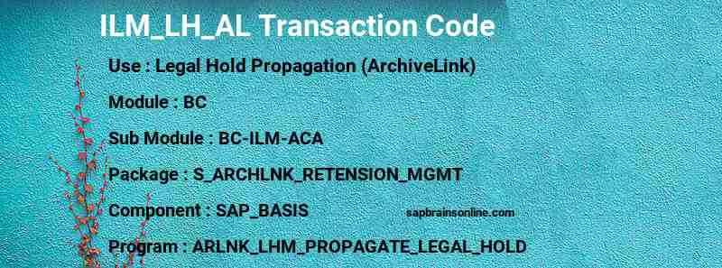 SAP ILM_LH_AL transaction code