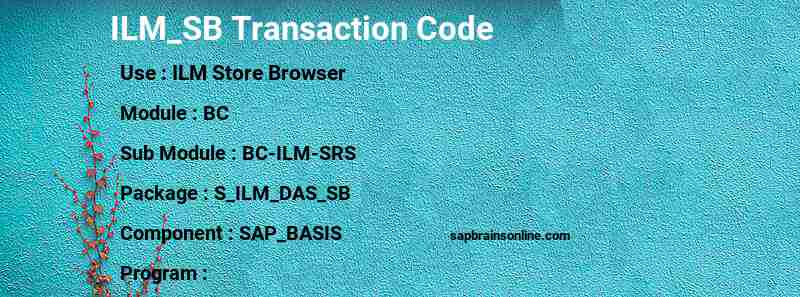 SAP ILM_SB transaction code