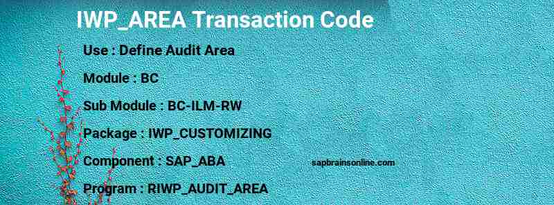 SAP IWP_AREA transaction code