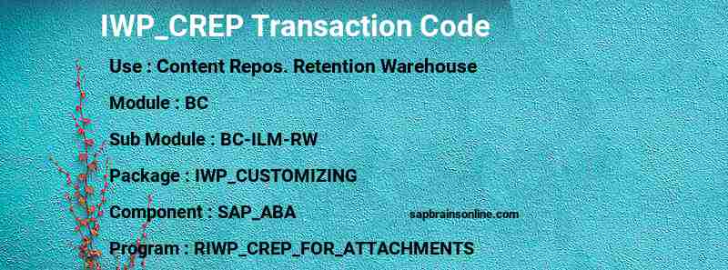 SAP IWP_CREP transaction code