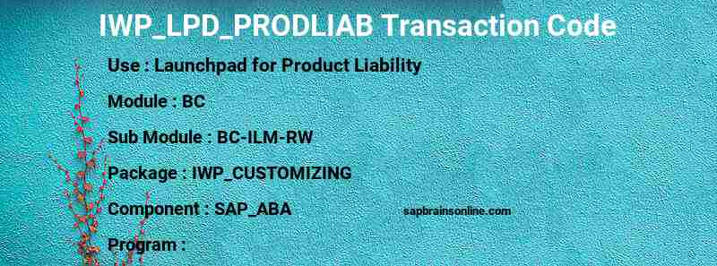 SAP IWP_LPD_PRODLIAB transaction code