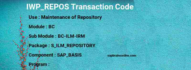 SAP IWP_REPOS transaction code
