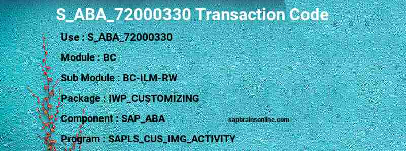SAP S_ABA_72000330 transaction code