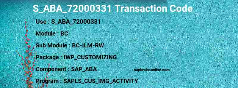 SAP S_ABA_72000331 transaction code