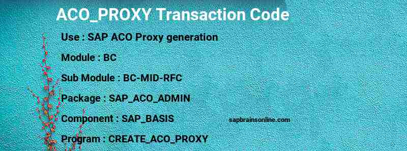 SAP ACO_PROXY transaction code