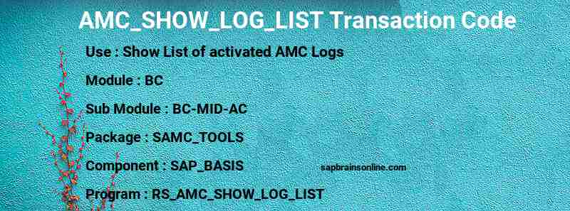 SAP AMC_SHOW_LOG_LIST transaction code