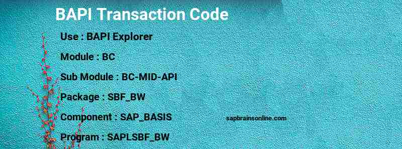 SAP BAPI transaction code