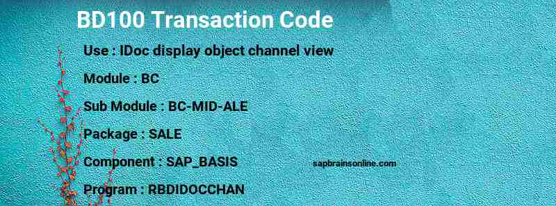 SAP BD100 transaction code
