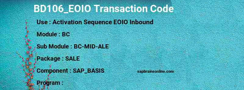 SAP BD106_EOIO transaction code