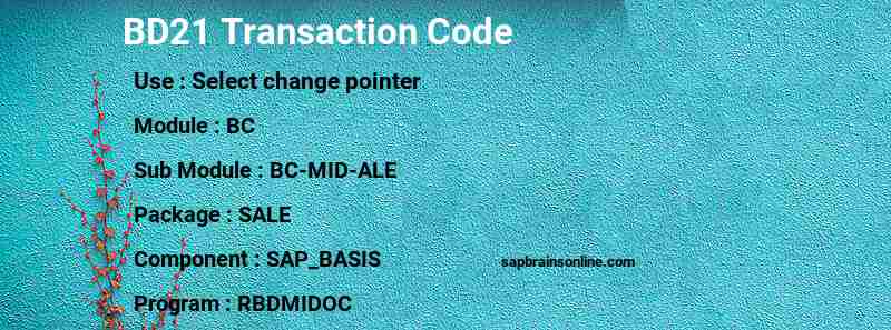 SAP BD21 transaction code
