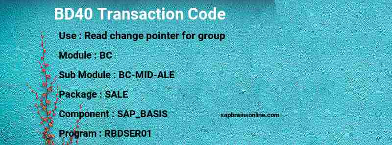 SAP BD40 transaction code