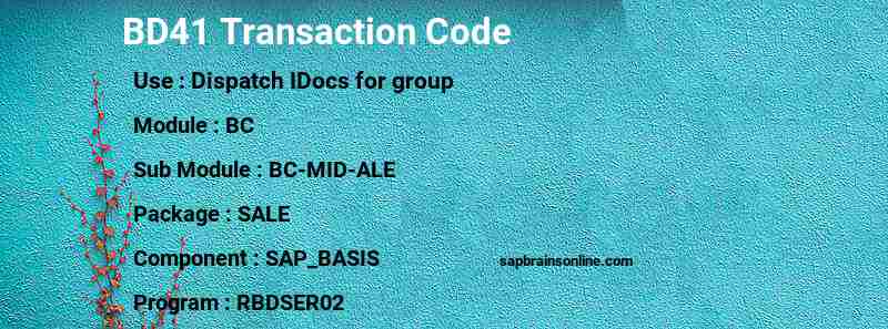 SAP BD41 transaction code