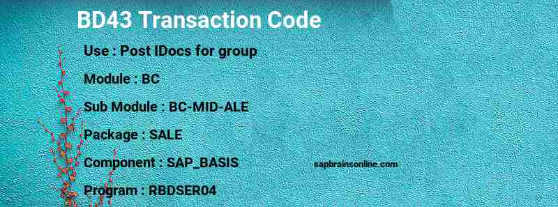 SAP BD43 transaction code