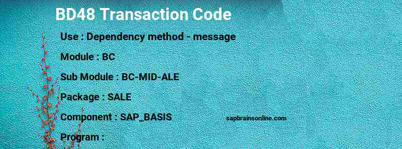 SAP BD48 transaction code