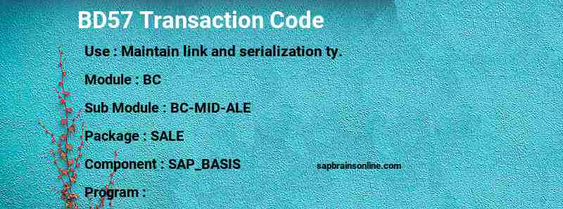 SAP BD57 transaction code