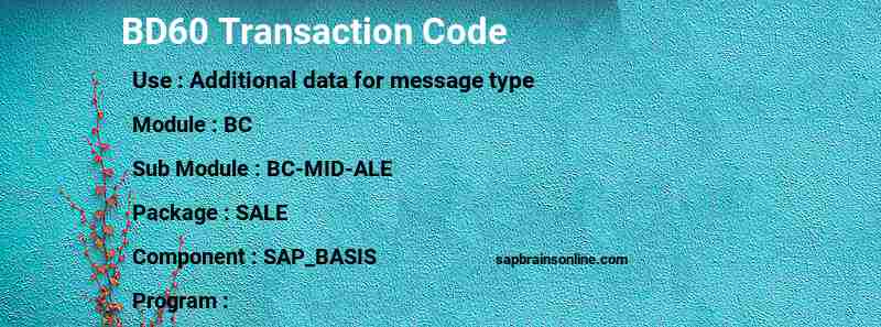 SAP BD60 transaction code