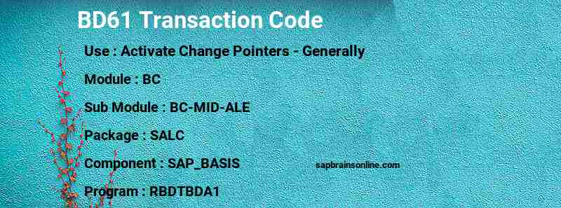 SAP BD61 transaction code