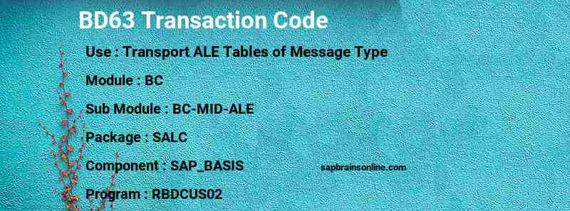 SAP BD63 transaction code