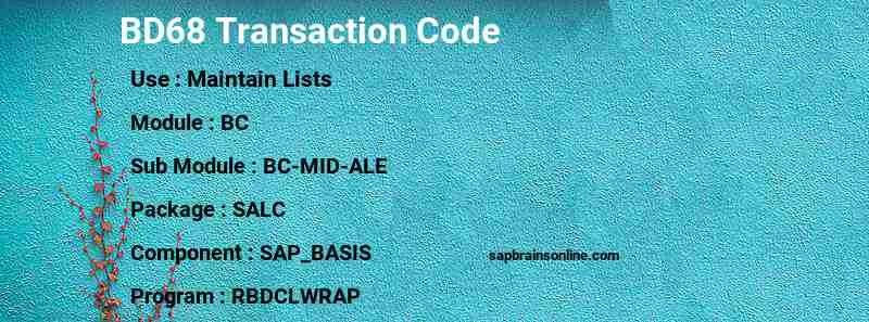 SAP BD68 transaction code
