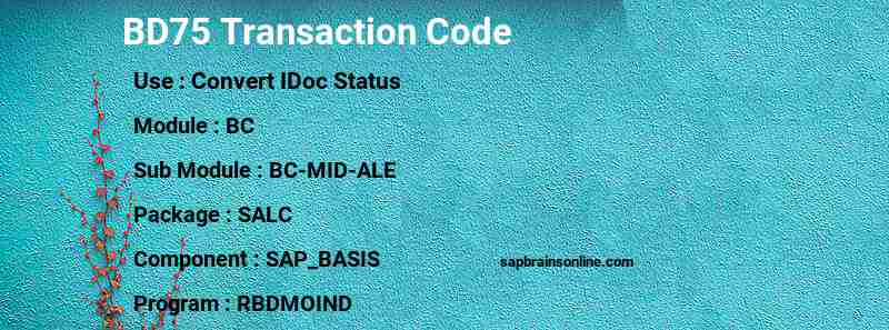 SAP BD75 transaction code
