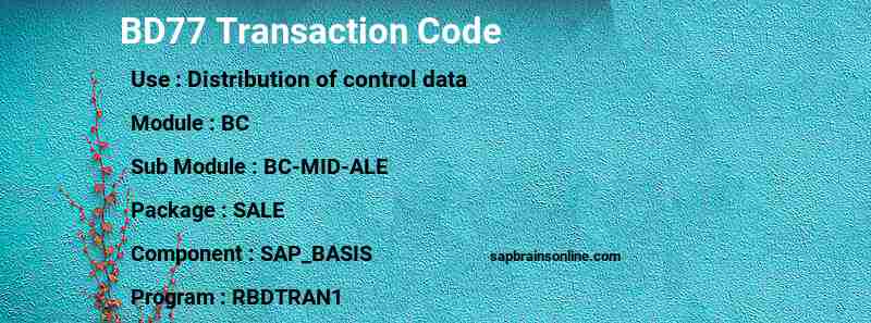 SAP BD77 transaction code