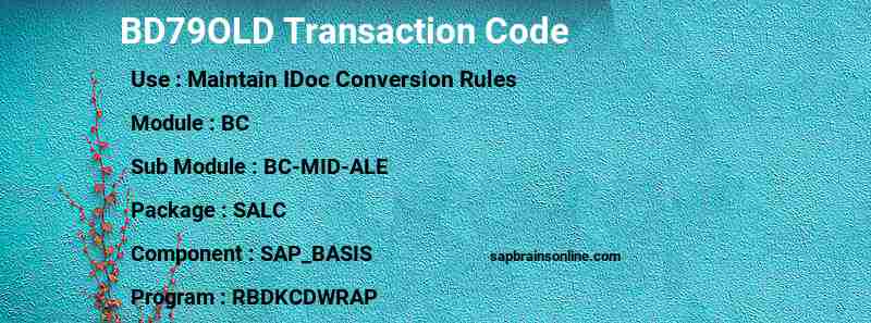 SAP BD79OLD transaction code