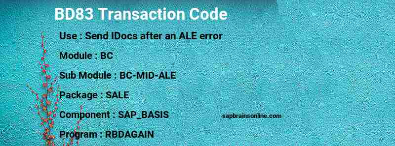SAP BD83 transaction code