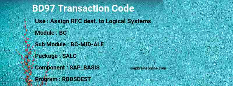SAP BD97 transaction code