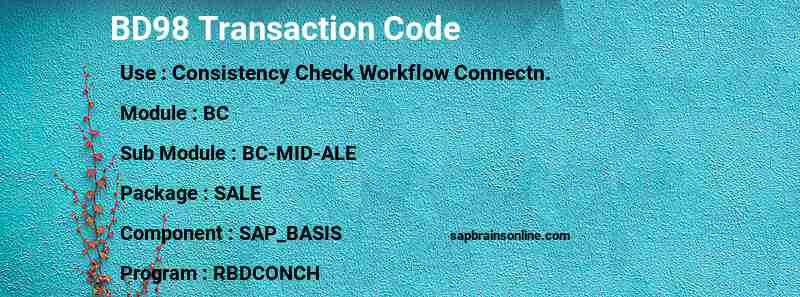 SAP BD98 transaction code