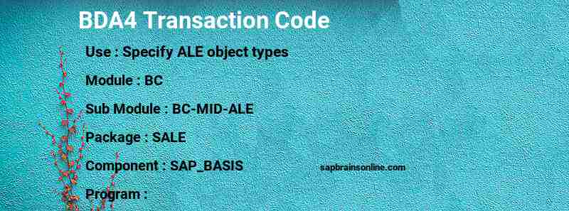 SAP BDA4 transaction code