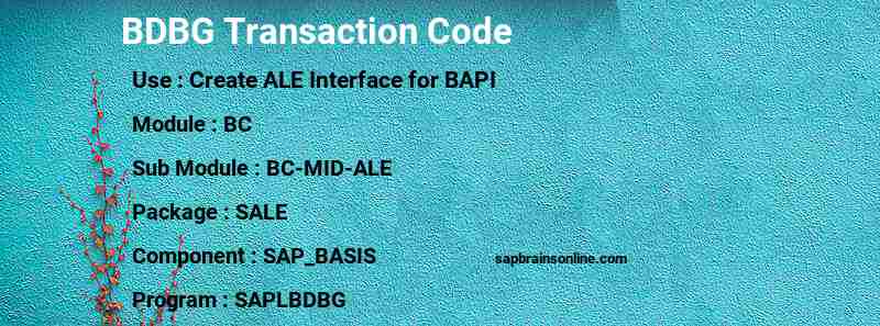 SAP BDBG transaction code