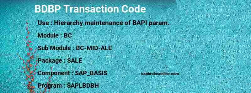 SAP BDBP transaction code