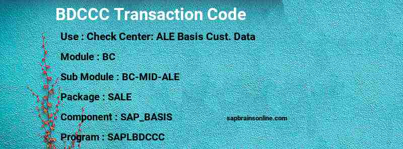 SAP BDCCC transaction code