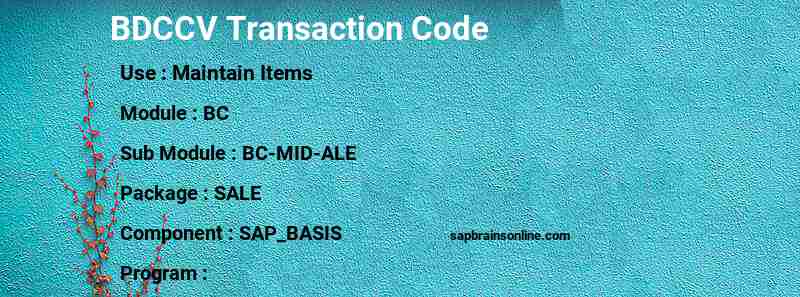 SAP BDCCV transaction code
