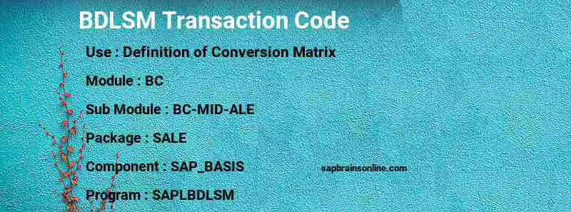 SAP BDLSM transaction code