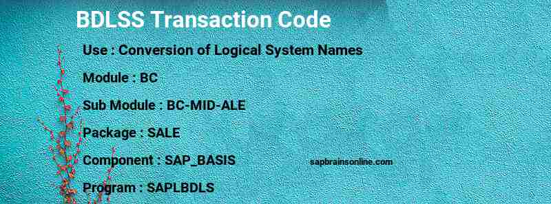 SAP BDLSS transaction code