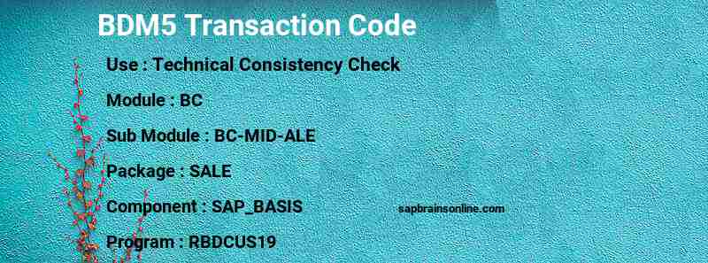 SAP BDM5 transaction code