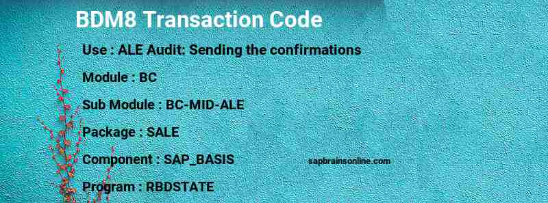 SAP BDM8 transaction code