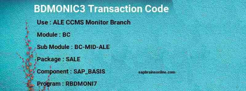 SAP BDMONIC3 transaction code