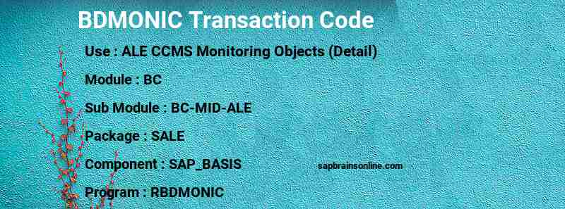 SAP BDMONIC transaction code