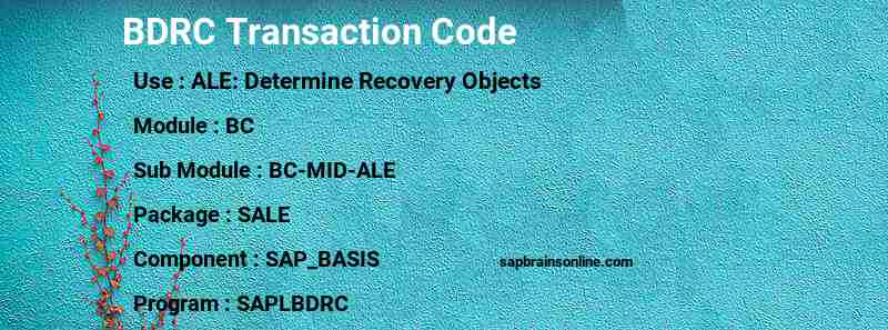 SAP BDRC transaction code