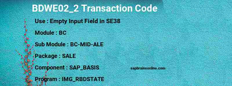 SAP BDWE02_2 transaction code