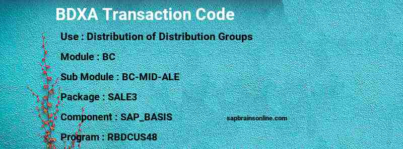 SAP BDXA transaction code
